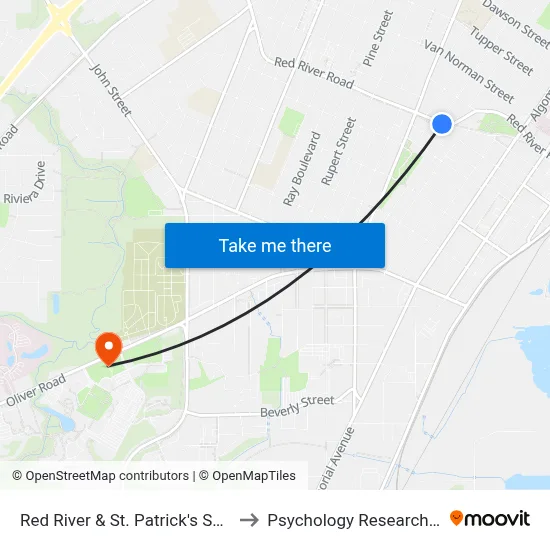 Red River & St. Patrick's Square to Psychology Research Lab map