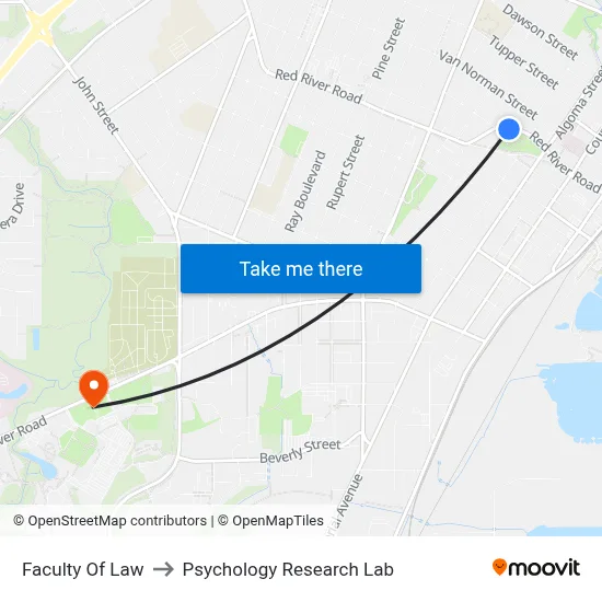 Faculty Of Law to Psychology Research Lab map