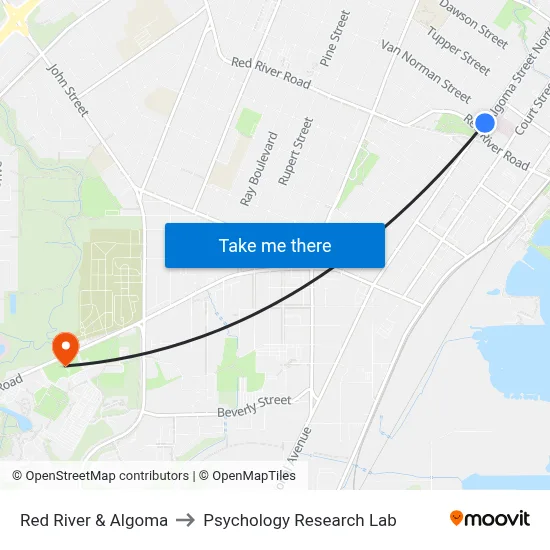 Red River & Algoma to Psychology Research Lab map