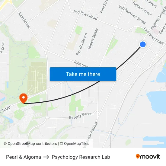 Pearl & Algoma to Psychology Research Lab map