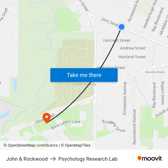 John & Rockwood to Psychology Research Lab map