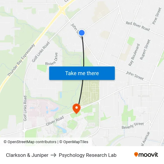 Clarkson & Juniper to Psychology Research Lab map