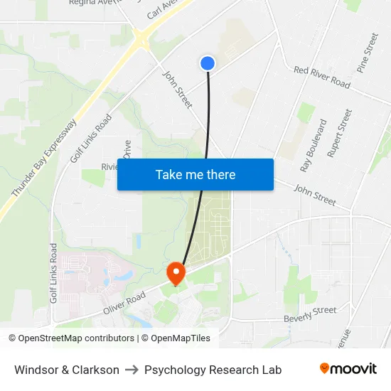 Windsor & Clarkson to Psychology Research Lab map