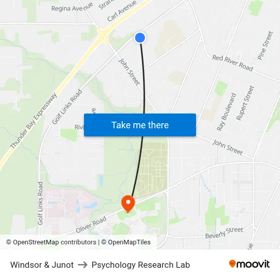 Windsor & Junot to Psychology Research Lab map