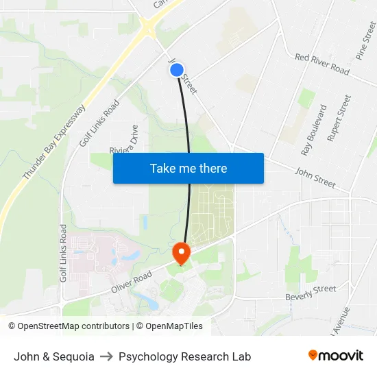 John & Sequoia to Psychology Research Lab map