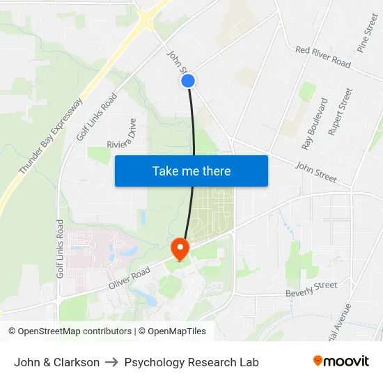 John & Clarkson to Psychology Research Lab map