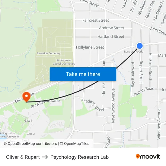 Oliver & Rupert to Psychology Research Lab map