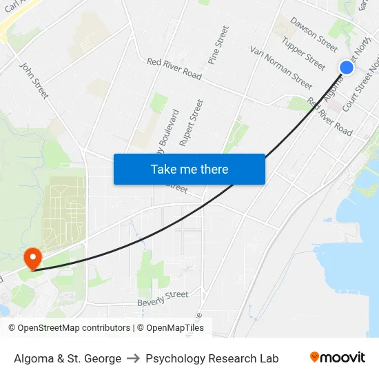 Algoma & St. George to Psychology Research Lab map