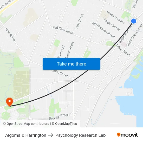 Algoma & Harrington to Psychology Research Lab map