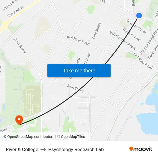 River & College to Psychology Research Lab map