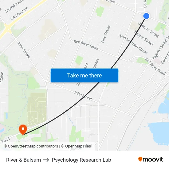 River & Balsam to Psychology Research Lab map