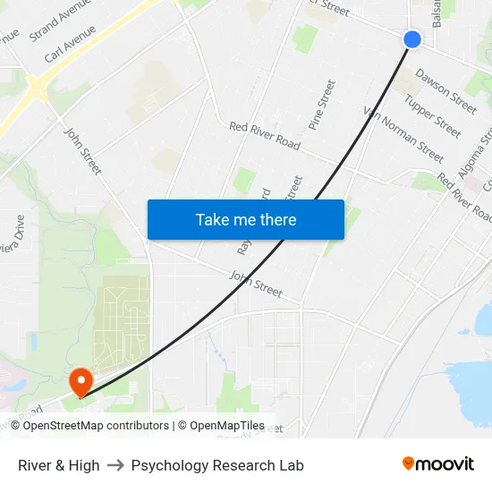 River & High to Psychology Research Lab map