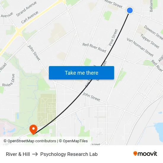 River & Hill to Psychology Research Lab map