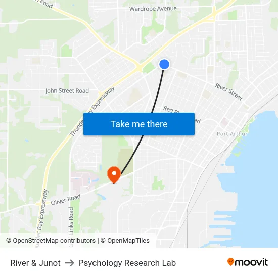 River & Junot to Psychology Research Lab map