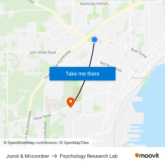 Junot & Mccomber to Psychology Research Lab map