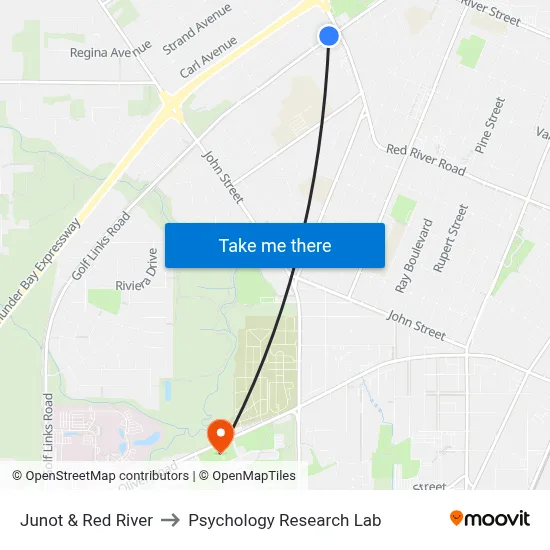 Junot & Red River to Psychology Research Lab map