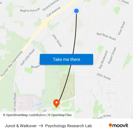 Junot & Walkover to Psychology Research Lab map
