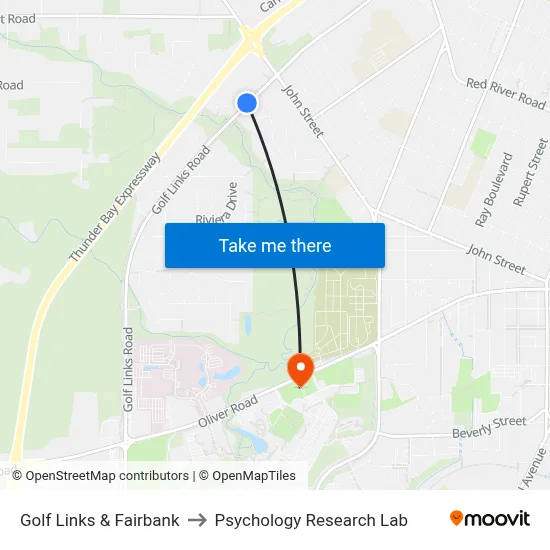 Golf Links & Fairbank to Psychology Research Lab map