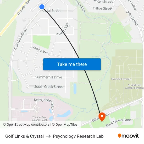 Golf Links & Crystal to Psychology Research Lab map