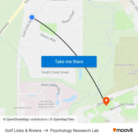 Golf Links & Riviera to Psychology Research Lab map