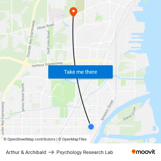 Arthur & Archibald to Psychology Research Lab map