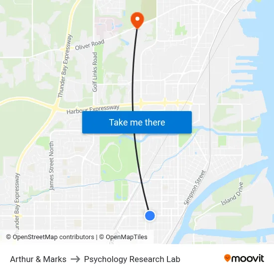 Arthur & Marks to Psychology Research Lab map