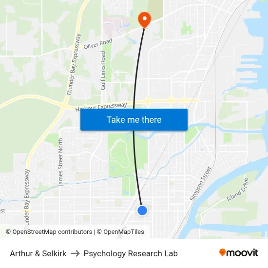 Arthur & Selkirk to Psychology Research Lab map