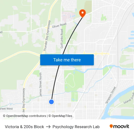 Victoria & 200s Block to Psychology Research Lab map