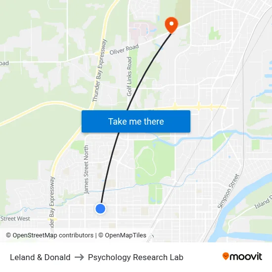 Leland & Donald to Psychology Research Lab map