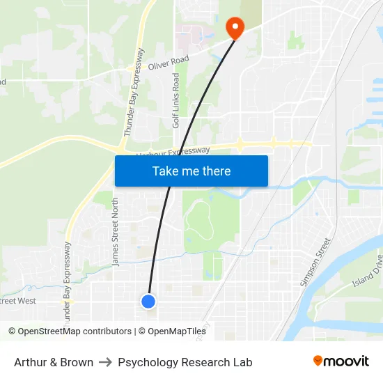 Arthur & Brown to Psychology Research Lab map