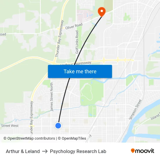 Arthur & Leland to Psychology Research Lab map