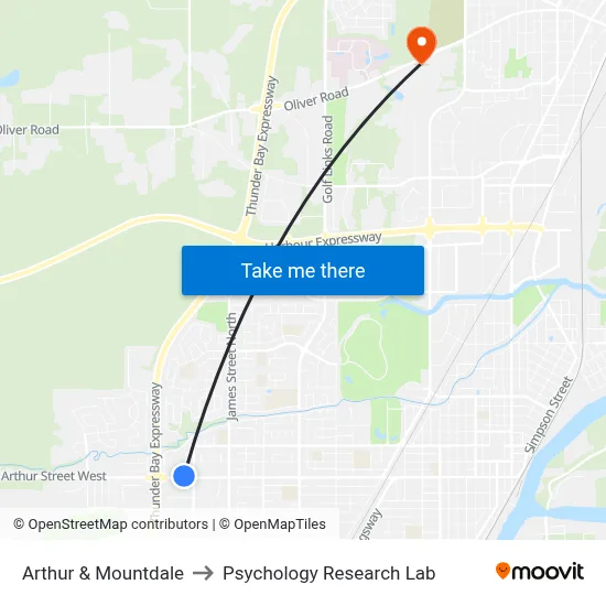 Arthur & Mountdale to Psychology Research Lab map