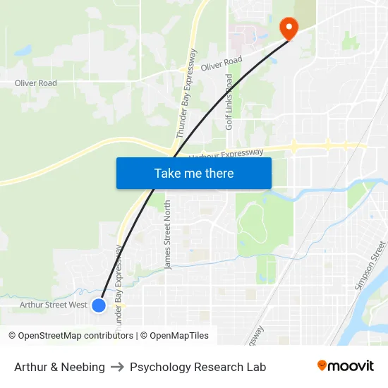 Arthur & Neebing to Psychology Research Lab map