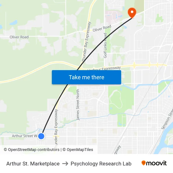 Arthur St. Marketplace to Psychology Research Lab map
