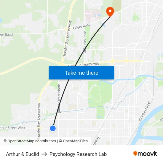 Arthur & Euclid to Psychology Research Lab map