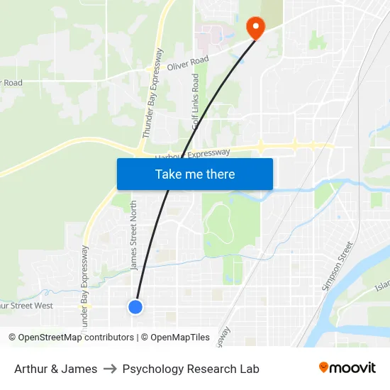 Arthur & James to Psychology Research Lab map