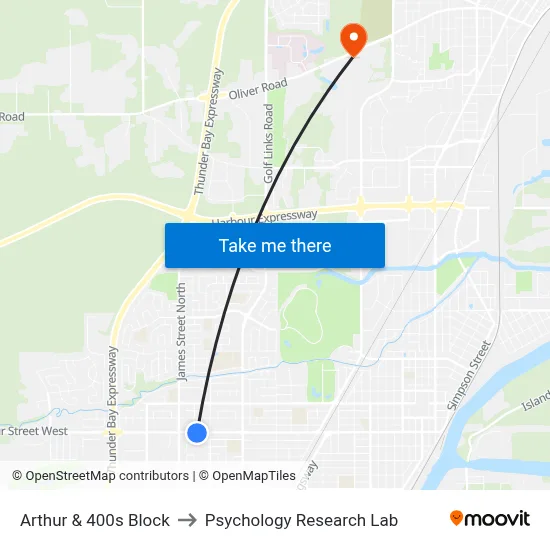 Arthur & 400s Block to Psychology Research Lab map