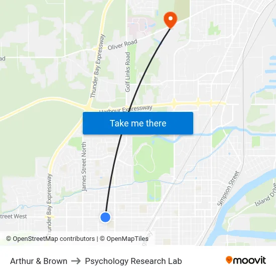Arthur & Brown to Psychology Research Lab map