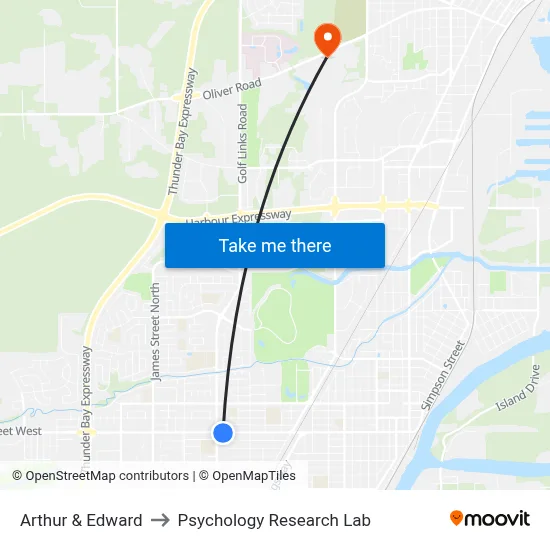 Arthur & Edward to Psychology Research Lab map