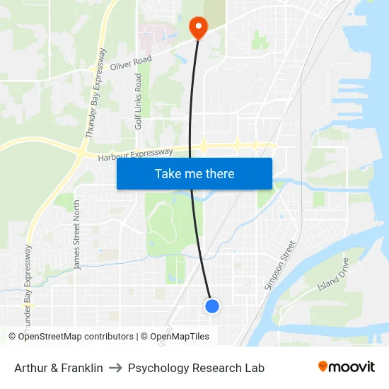 Arthur & Franklin to Psychology Research Lab map