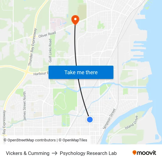 Vickers & Cumming to Psychology Research Lab map