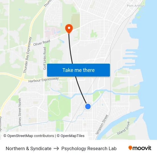 Northern & Syndicate to Psychology Research Lab map