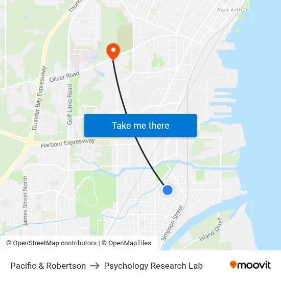 Pacific & Robertson to Psychology Research Lab map