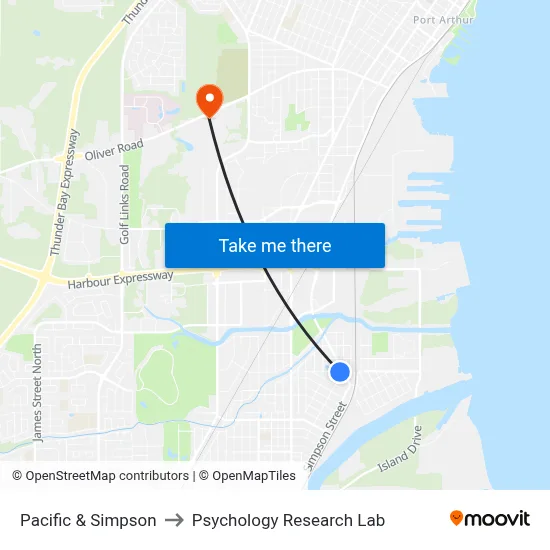 Pacific & Simpson to Psychology Research Lab map