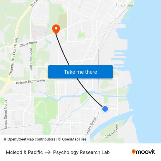 Mcleod & Pacific to Psychology Research Lab map