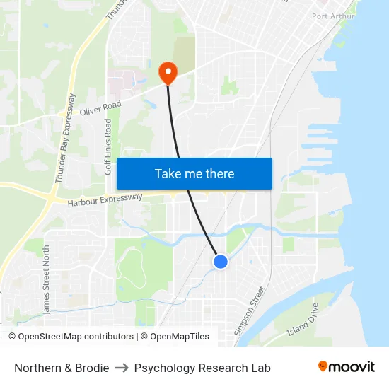 Northern & Brodie to Psychology Research Lab map