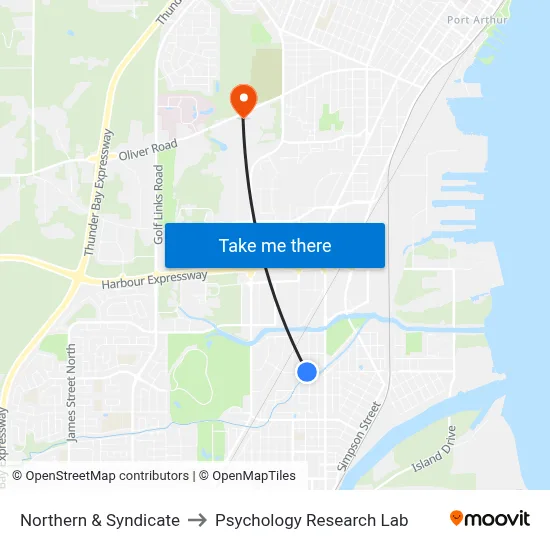 Northern & Syndicate to Psychology Research Lab map