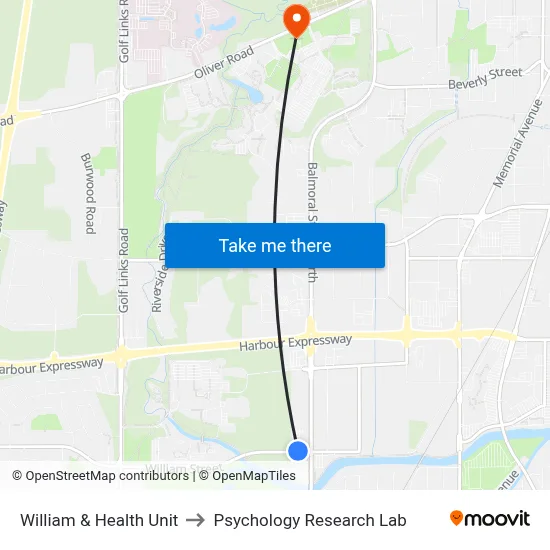 William & Health Unit to Psychology Research Lab map