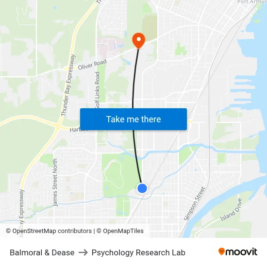 Balmoral & Dease to Psychology Research Lab map
