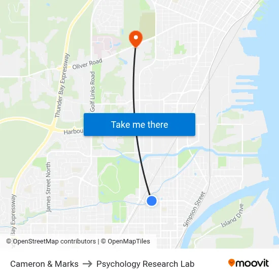 Cameron & Marks to Psychology Research Lab map